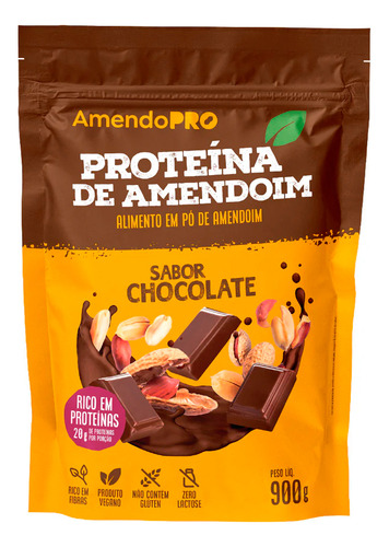 Proteína Vegetal De Amendoim Amendopro 900g Sabor Chocolate 2517712