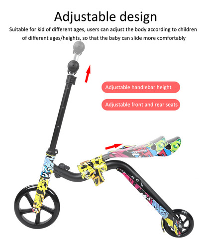 Scooter Infantil Colorido Multifuncional De Uso Duplo