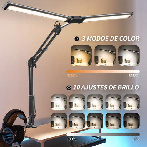Lámpara De Escritorio Led Con Brazo Flexible De 360°luces De