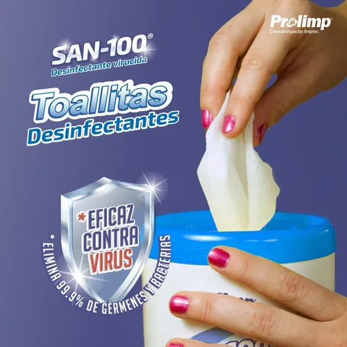 Pack 5. Toallitas Desinfectantes Virucidas San-100®. 100/cu