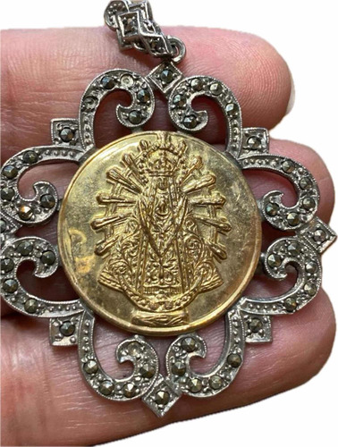 Luli Gran Medalla Antigua Plata Oro Virgen Luján Marquesita