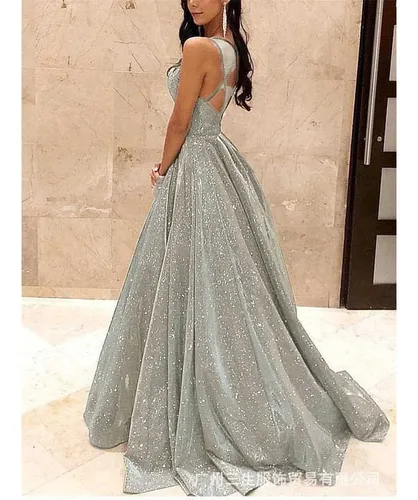 Vestido Longo Brilhante Vestido De Noite Fino Parcelamento sem