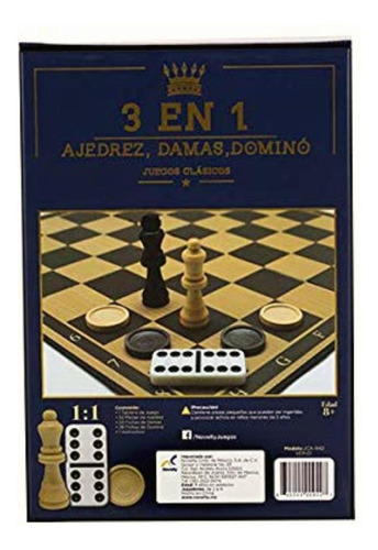 Novelty Juegos Clásicos Ajedrez Damas Y Dominó, Caja De
