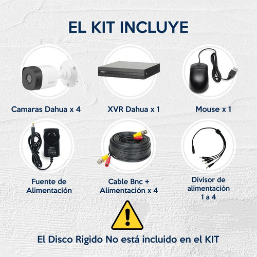 Kit Seguridad Dahua Cctv Dvr 4ch + 4 Camara Infrar + Cable