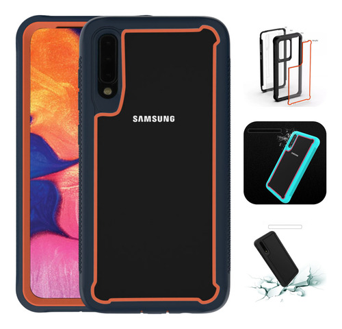 Funda Para Galaxy A50 Con Mica Varios Modelos Antigolpes Rojo Air Case