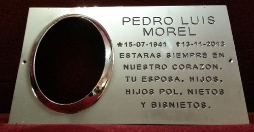 Placa Recordatoria Cementerio 30x20 Foto Color Bronce Cromad