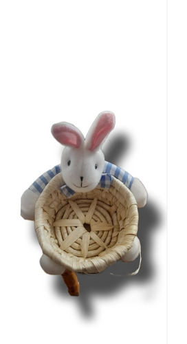 Par De Canastos Pascua Mimbre Conejo Para Huevos Decoración