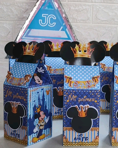 Cotillones Box Milk Minnie Mouse Mickey Mouse Cajita De Lech