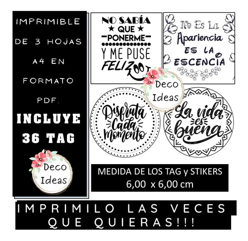 Imagen 3 de 5 de Kit Imprimible 004 Frases Motivadoras Color Blanco Negro