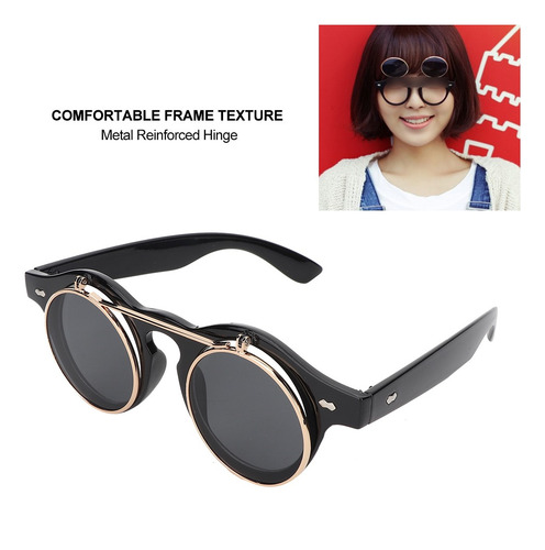 Gafas De Sol Con Montura Redonda, Estilo Punk Y Vintage