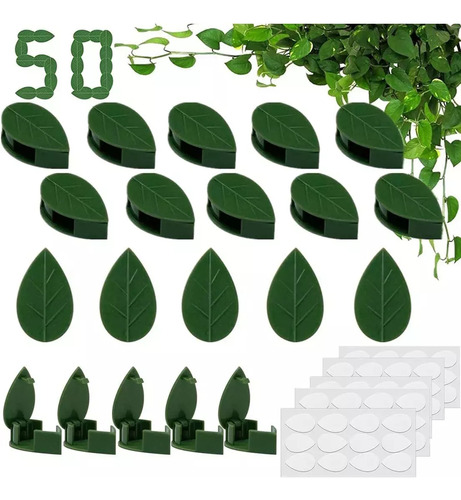 50pcs Gancho De Hoja Verde Autoadhesivo,enredadera De Pared