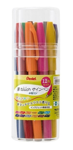 Pentel Brush Rotuladores Punta Pincel 12 Unidades