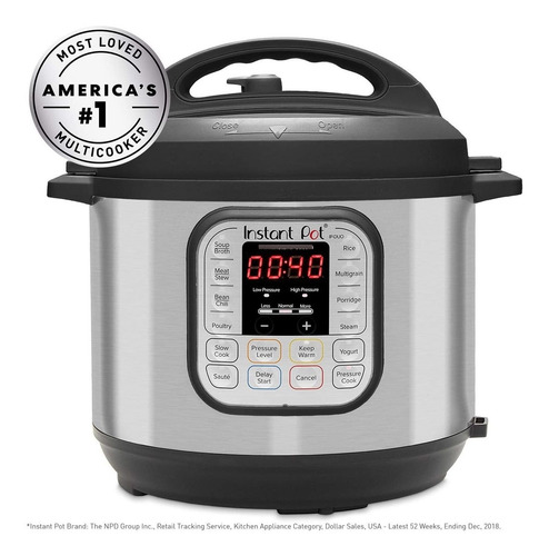 Imagen 2 de 8 de Instant Pot Ip-duo60, 6cuartos/1000w - Olla A Presion Multif