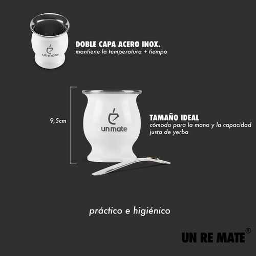 Imagen 8 de 10 de Un Mate Acero - Blanco + Bombilla