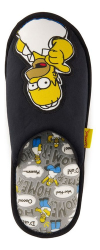 Pantufla Cama Pv30467z Negro Flats Talon Suave Logo