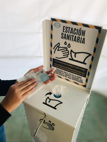 Dispenser Alcohol En Gel Y Toallitas Estación Sanitaria 3en1