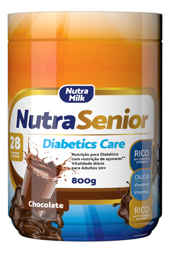 Nutra Senior 50+ Diabetics Care Complemento Alimentar 800g Sabor Chocolate