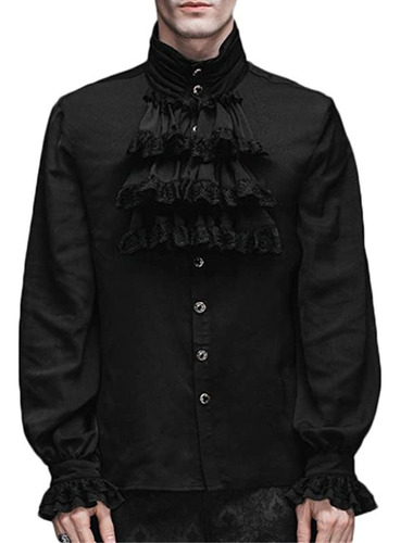 Camisa Masculina Gótica Vintage Medieval Vitorianos Babados