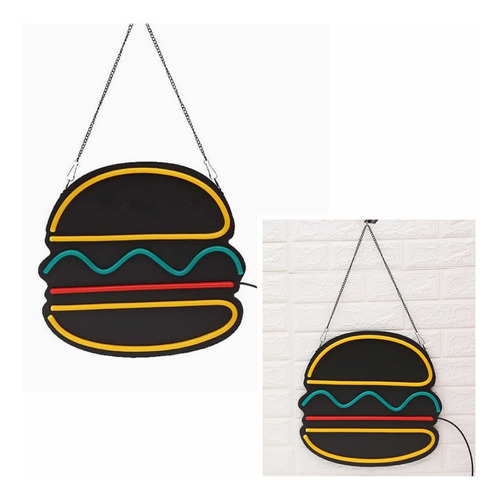 Letrero Forma De Hamburguesa Neón Led 2 Piezas