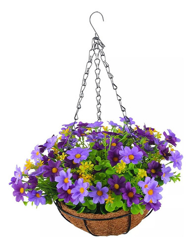 Cesta Colgante De Flores Artificiales, Maceta Colgante De