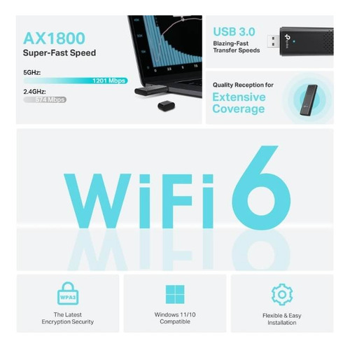 Adaptador Usb Wifi 6 Tp-link Archer Tx20u Dual Band Ax1800
