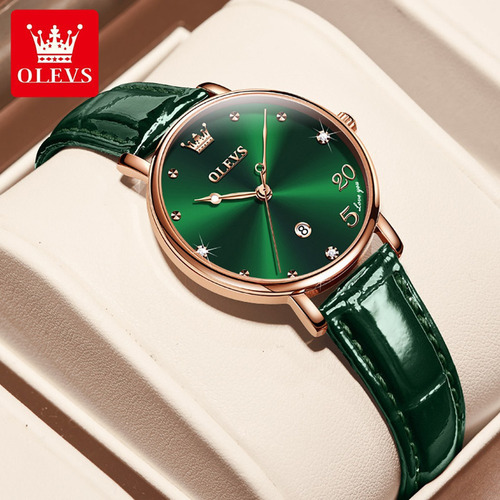 Reloj De Cuarzo Simple Olevs Calendar Diamond
