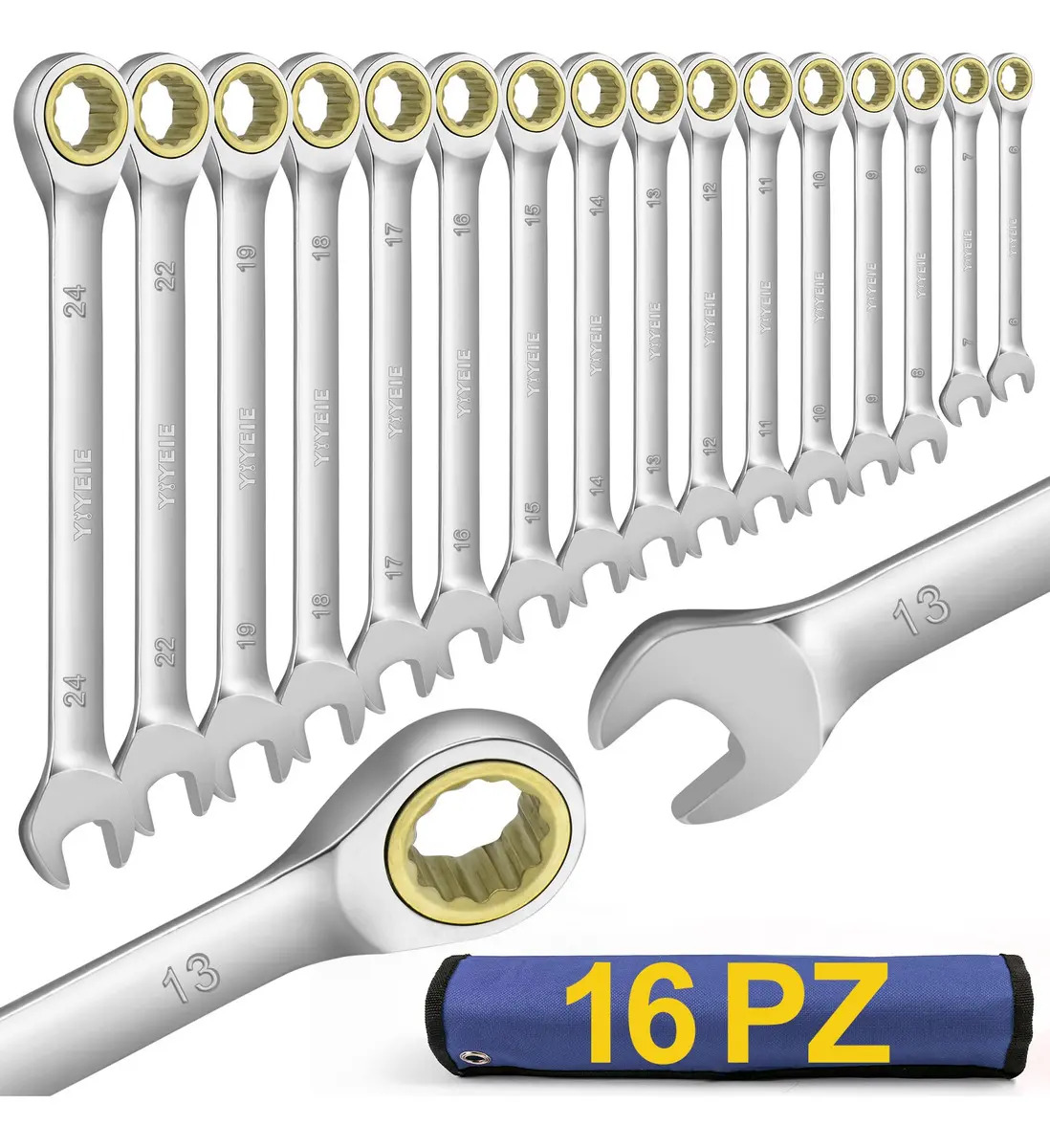 Juego De Llaves De Matraca Herramientas Mecánicas Kit 16pz Color Gris