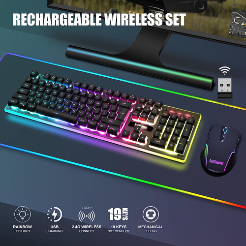 Kit De Teclado Mecánico Y Mouse Redthunder Game-yx-910, Rgb