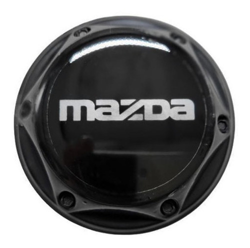 Tapa Rin Mazda Letra Plata Fondo Negro 55mm Juego X 4