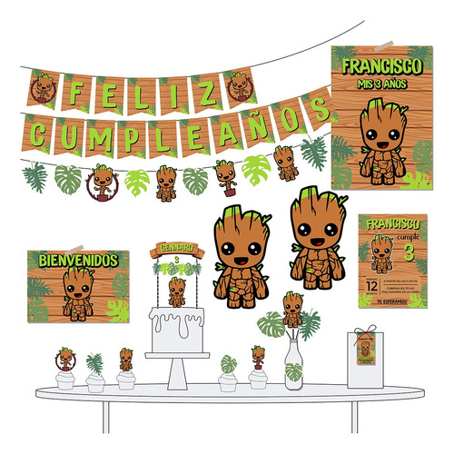 Kit Cumple Imprimible Personalizado Groot