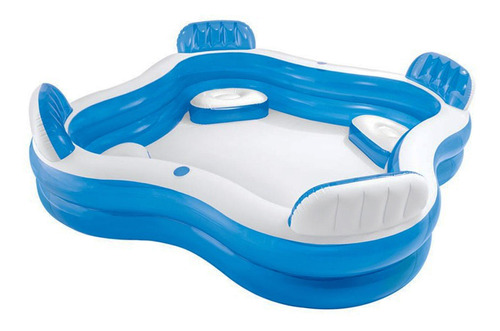 Pileta inflable cuadrada Intex Inflable 56475 de 229cm x 229cm x 66cm 990L azul y blanca caja