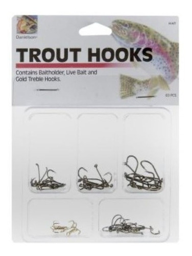 Paquete Anzuelos Para Trucha Danielson Trout Hooks 60 Pzas