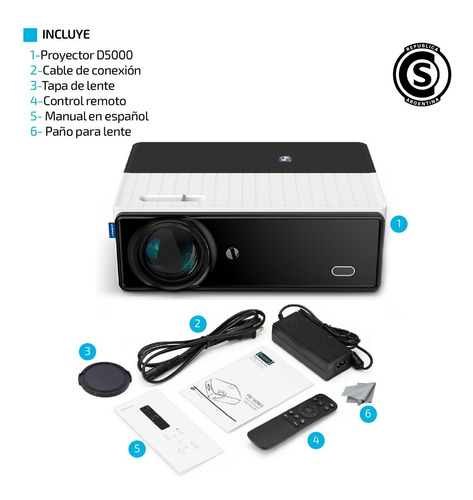 Imagen 5 de 7 de Proyector 9500 Lumenes 1080 200 Pulgadas Bluetooth Led Hdmi