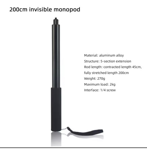 Selfie Stick Invisible Aluminio 45 A 200 Cm Insta360 X5 (Usado)