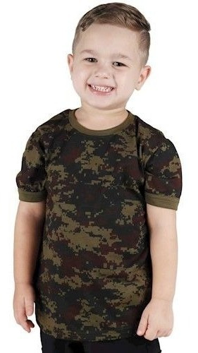 Camiseta Infantil Camuflada T-shirt Soldier Kids Bélica