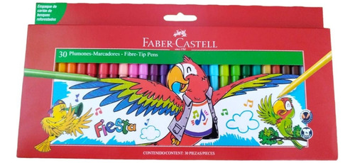 30 Plumones Marcadores Fiesta Colores Escolar Faber Castell