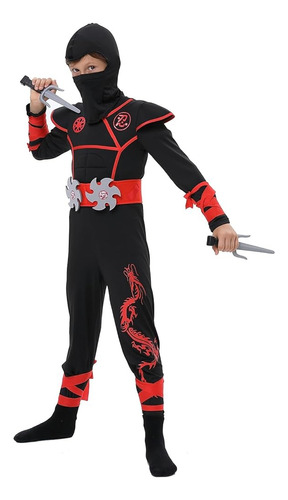  Disfraz De Ninja De Halloween Para Niños Twister Samurai Oriental Incluiye Accesorios Dagas Estrellas Guantes Capucha Cinturon