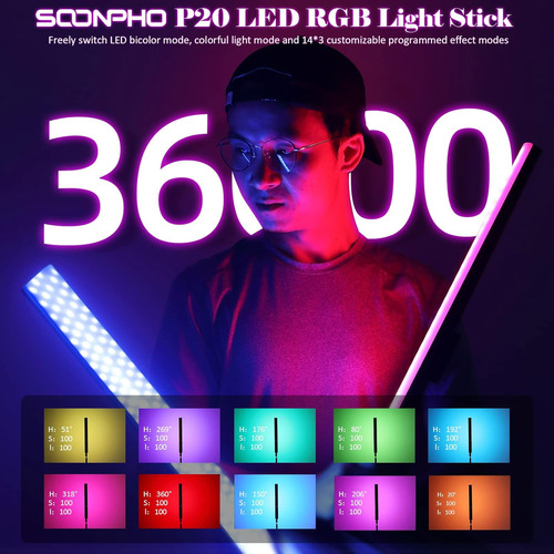 Kit Led Rgb 20w 4400mah 2500-8500k 40 Efectos