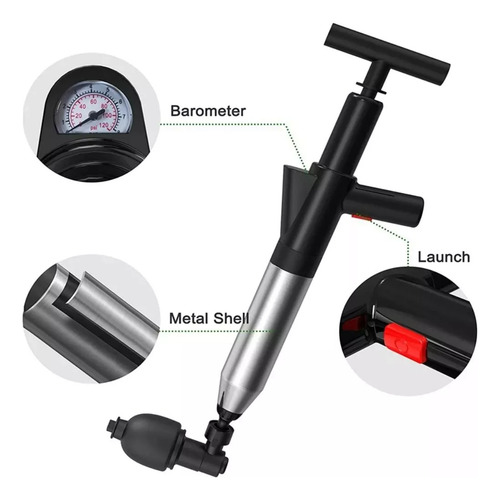 Desatorador De Baño Inodoro A Presión Acero Inoxidable Negro
