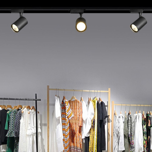 Iluminación De Riel Led De 4 Luces Luz Giratorios 2m Estructura Negro