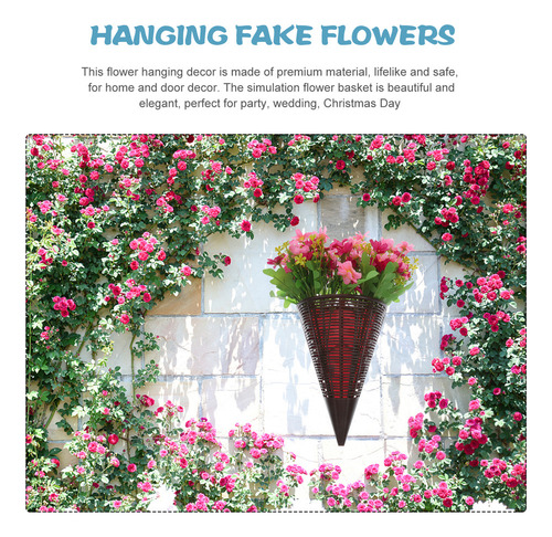 Cesta Colgante De Pared Con Flores Artificiales Para Colgar