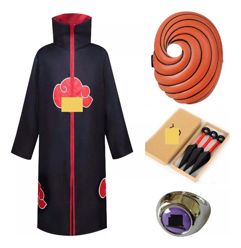 Anime Naruto Akatsuki Traje De Cosplay,capa+máscara+dardos+a