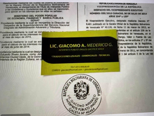 Imagen 1 de 3 de Interprete Publico Legal Inglés/espa. Traductor Certificado