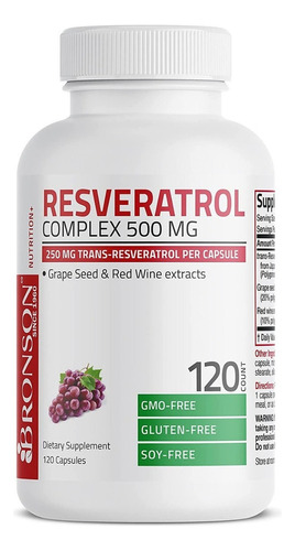 Resveratrol 500 Complex 120caps - - Unidad a $1902