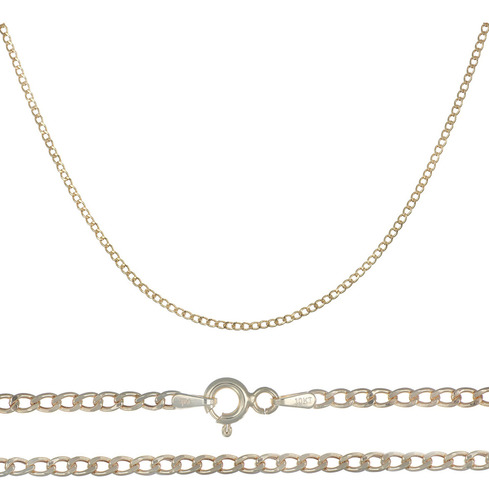 Cadena Italiana De 10k, Estilo Cubana, Calibre 2mm, De 50cm Color Dorado