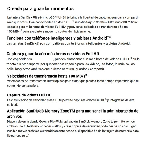 Memoria Micro Sd 128 Gb Sandisk Clase 10 C/ Adapt Pack X 2