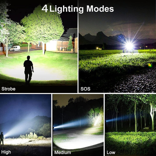 Linterna Led Recargable Camping 4 Modos Con Cargador 9000lum