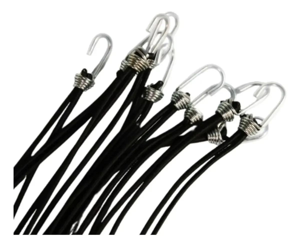 Kit 50 Extensor Cordinha Elástico Preto Para Lona Caminhão
