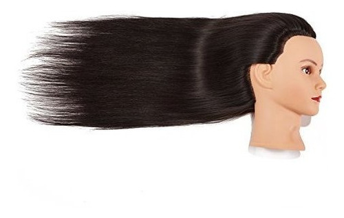 Maniqui Cabeza Cabello Sintético Negro 70 Cm Entrenamiento