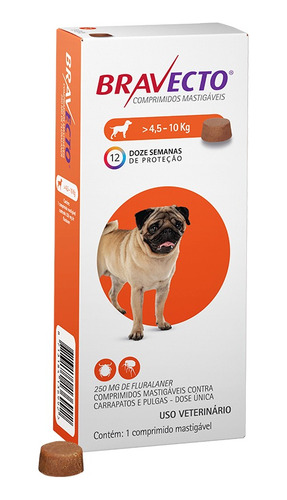 Bravecto Original Carrapatos Antiparasitários De 4,5 A 10kg